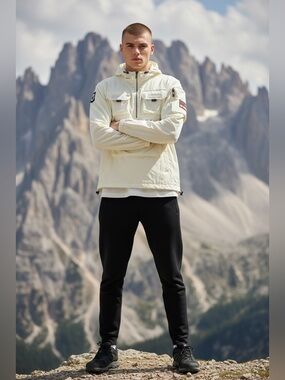 Life code progressive Men's Ivory Hooded windbreak Jacket